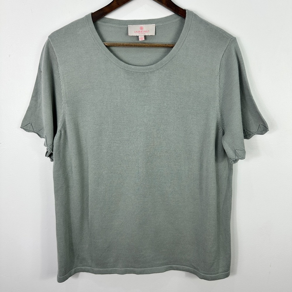 Laurie Felt Short Sleeve Top Womens Large Minimalist Clean Girl Quiet‎ Luxury